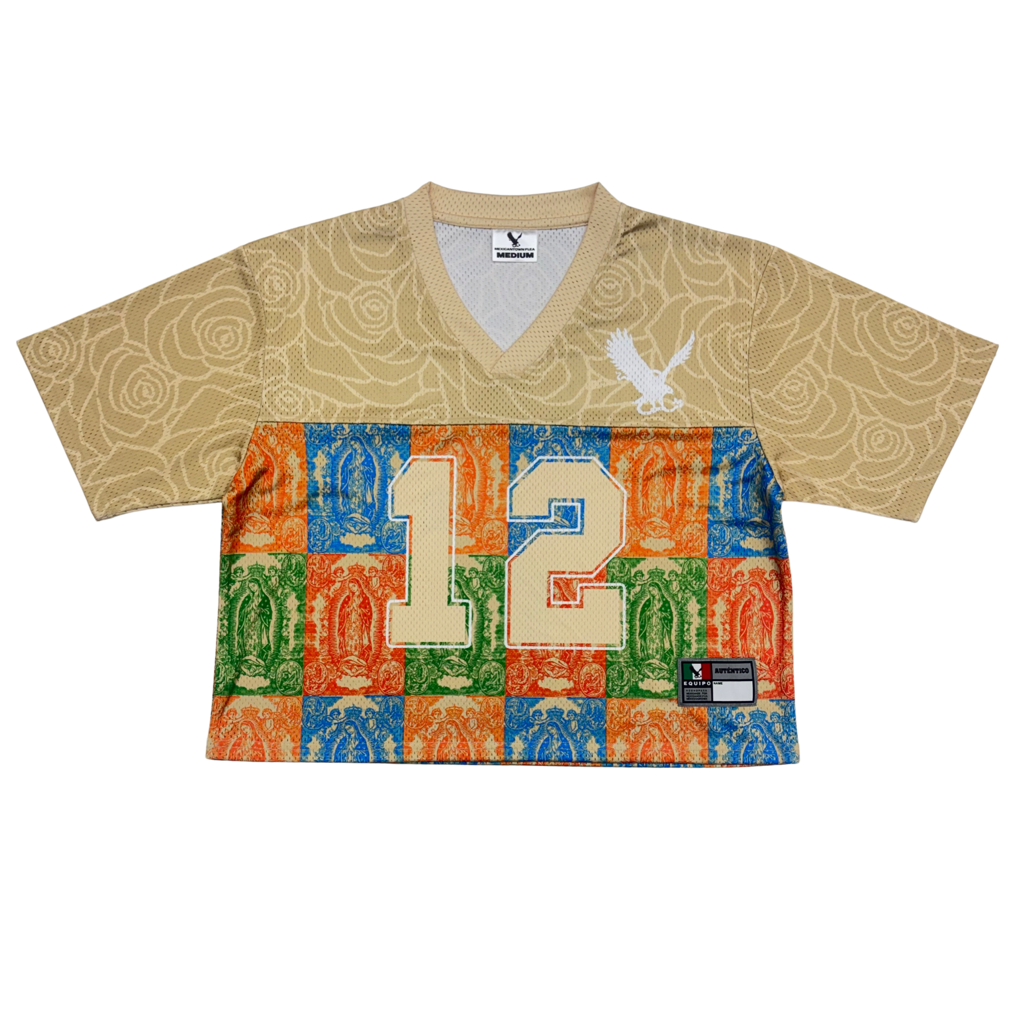 Mi Virgencita Cropped Football Jersey - Woman – Mexicantown Flea Mi Virgencita Cropped Football Jersey - Woman – Mexicantown Flea
