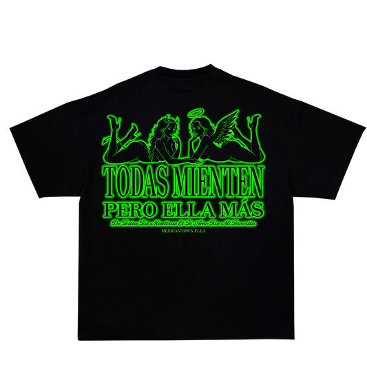 Todas Mienten Black T-shirt - Green