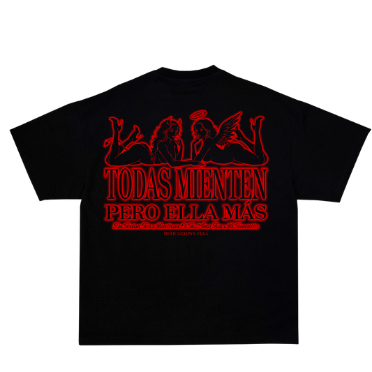 Todas Mienten Black T-shirt - Red