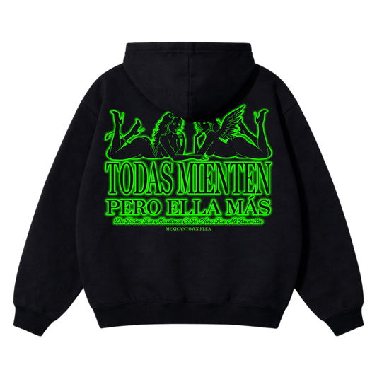 Todas Mienten Black Hoodie - Green